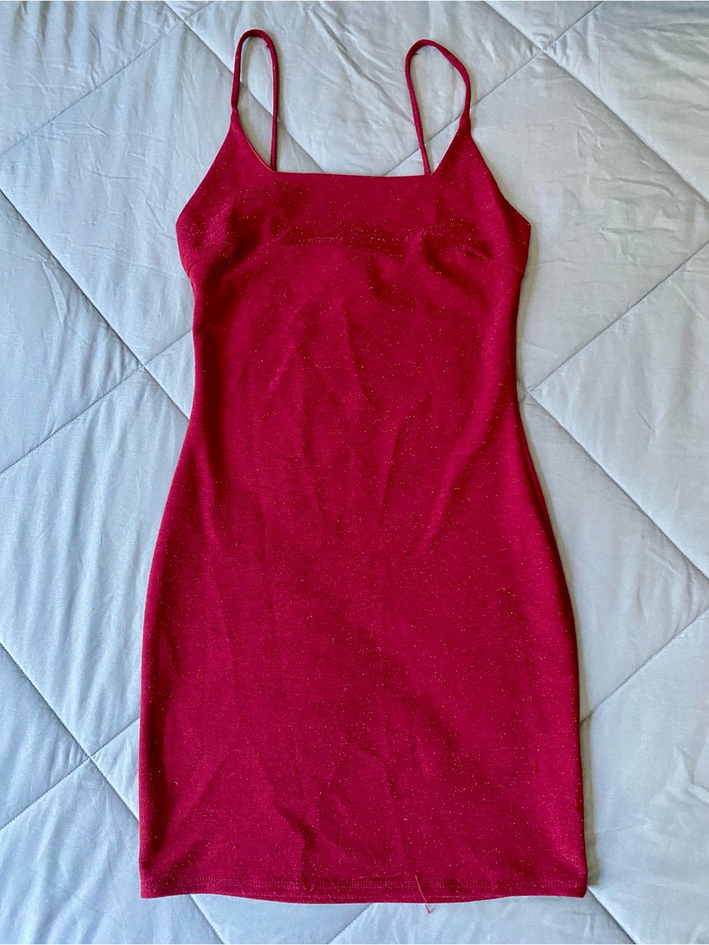 Sparkle Red Slip Dress with Spaghetti Straps
